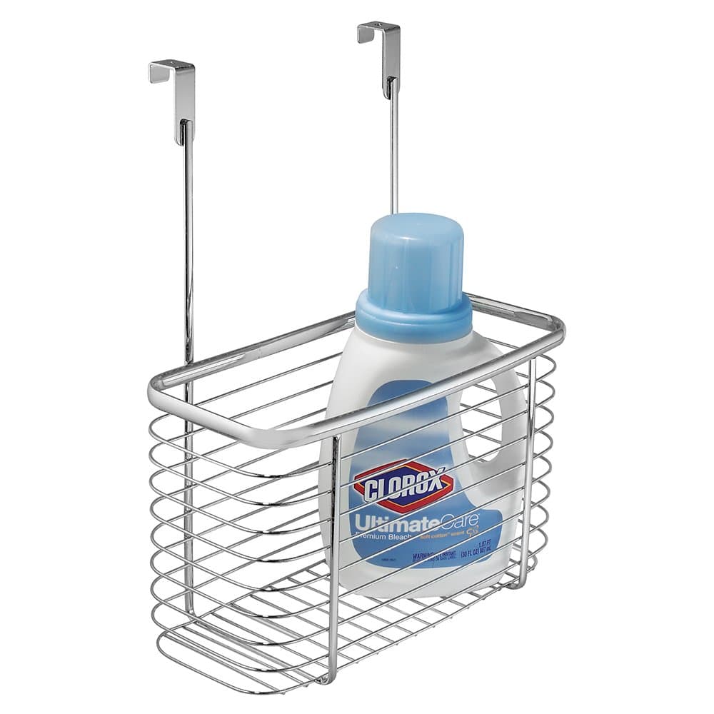 InterDesign Axis Over the Cabinet Kitchen Storage Organizer Basket for Aluminum Foil, Sandwich Bags, Cleaning Supplies - Large, Silver