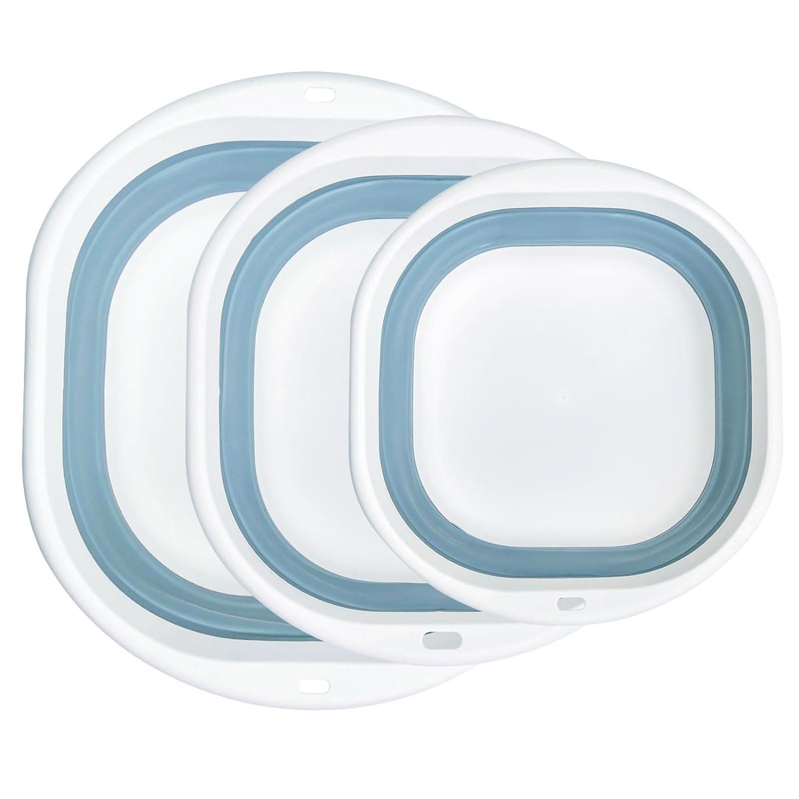 SOOFAM 3-Pack Foldable Wash Basin Set，Multipurpose Collapsible Wash Basin，Lightweight Basin，3 Different Sizes Portable and Space Saving，Baby Care/Outdoor Adventure/Home (blue)