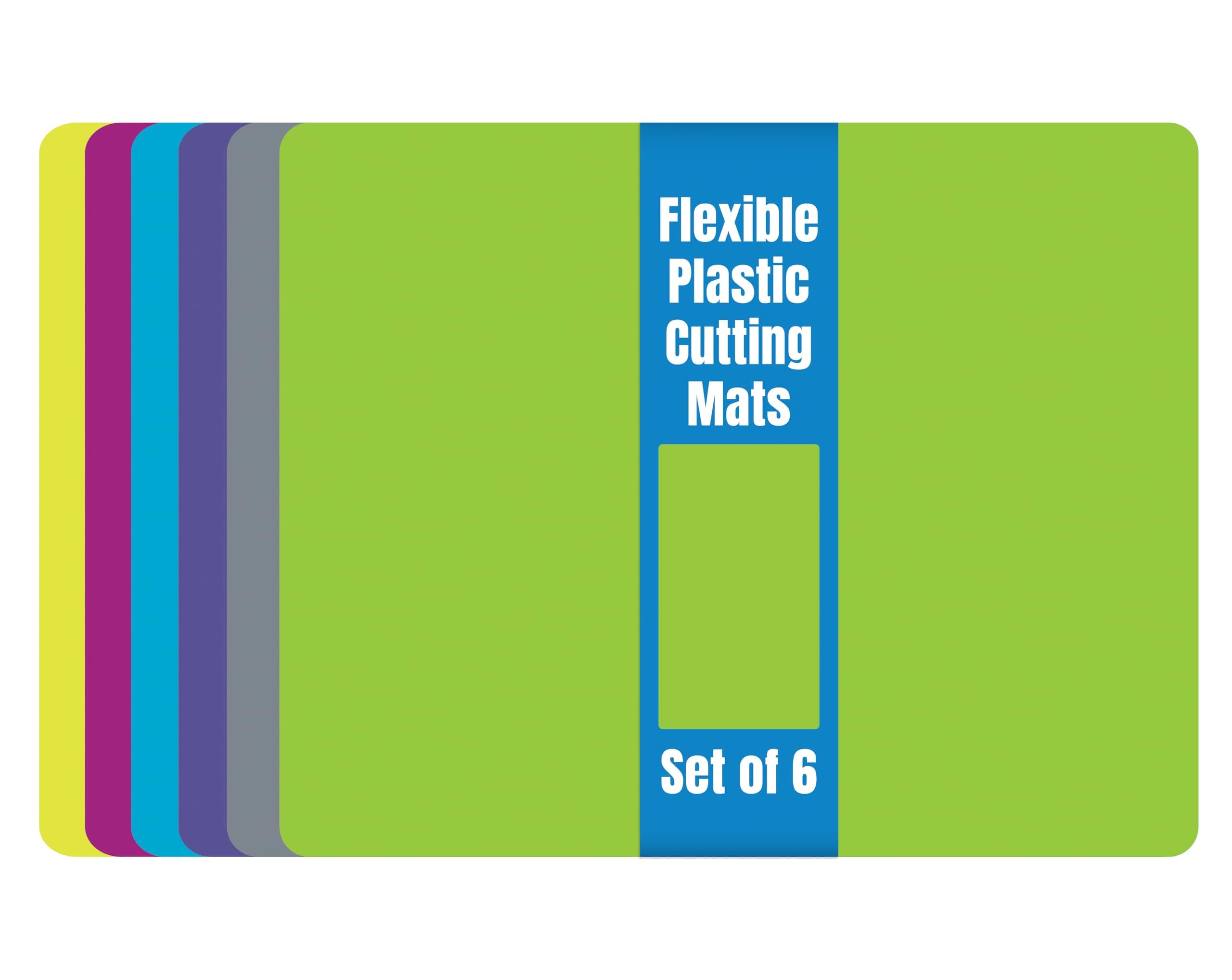 Better Kitchen Products Flexible Plastic Cutting Board Mats, Set of 6, Textured, 6 Vivid, Translucent Colors Assorted