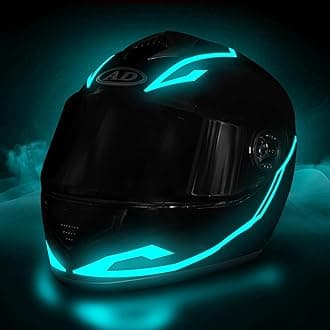 Motorcycle Helmet Light,3 Modes Driving EL Light Strips,Battery Helmet Light Strip,Night Riding Signal Light Decoration Kit(No Helmet)