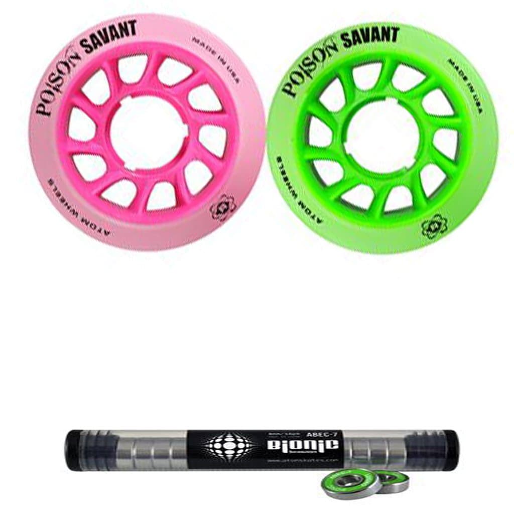 Atom Poison Savant Wheels with Bionic Bearings 8mm Full Set of 8 - Green