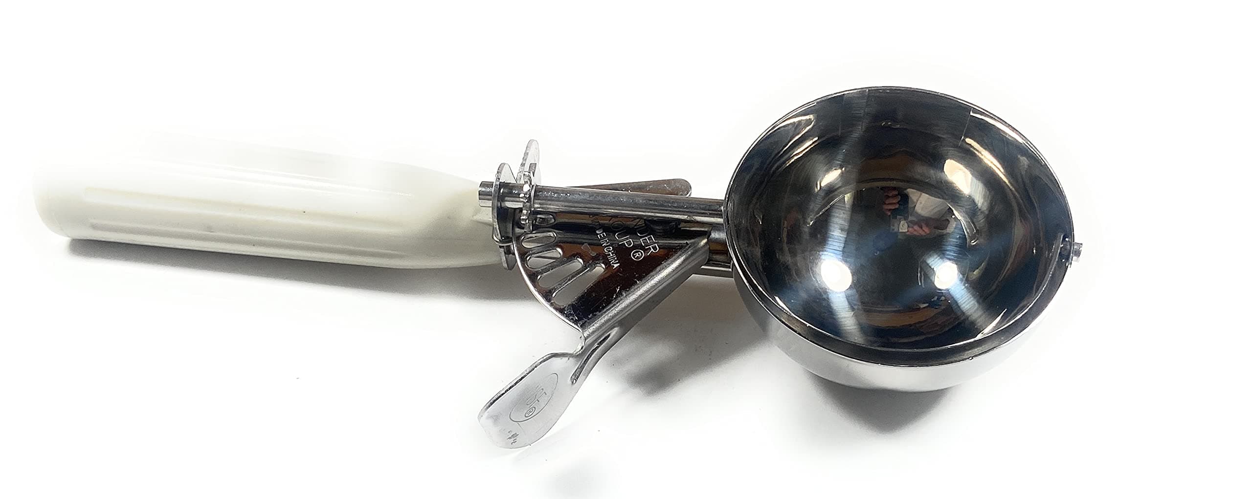 Thunder Deluxe Disher, NSF Capacity, Thumb Press, 18-8 S/S, Color Coded for Size (IVORY, 10 SLDS010 2-5/8'' Dia''.3-1/4 oz)