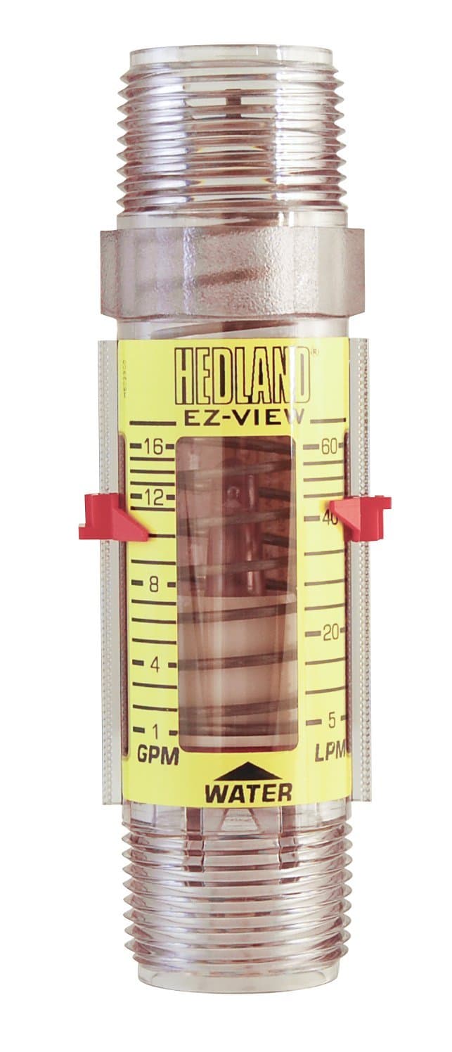 H621-016 EZ-View Flowmeter, Polysulfone, For Use With Water, 1.0 - 16 gpm Flow Range, 1" NPT Male