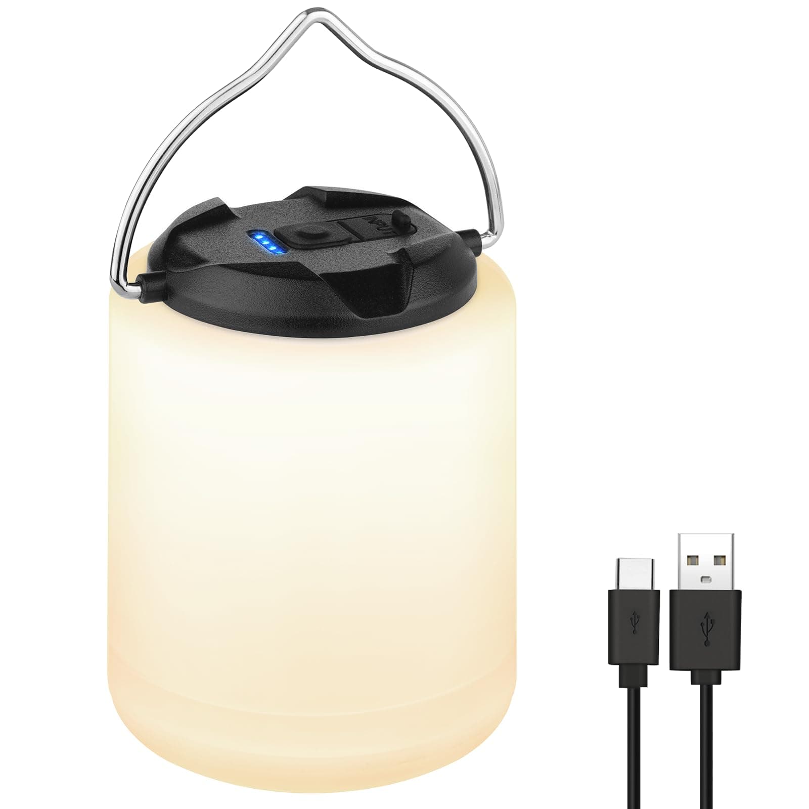 LED Camping Lantern, Rechargeable Camping Light, 4 Modes Outdoor Flashlights Lanterns with 1000LM, Water Resistant Portable Emergency Camp Light for Hurricane Hiking Survival Kits - Black