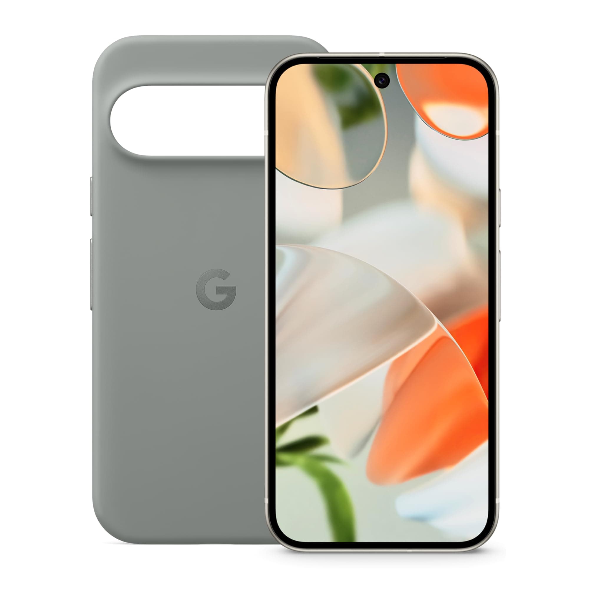 Google Pixel 9 - Unlocked Android Smartphone with Gemini, Advanced Camera, 6.3" Actua Display - Porcelain, 128GB + Pixel 9 Pro Case - Stain-Resistant Silicone - Hazel