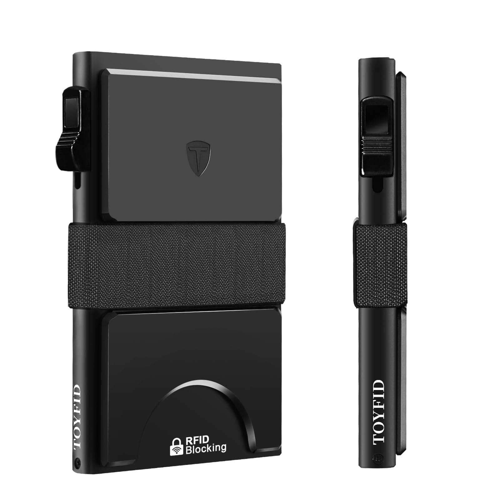 Slim Wallet for Men,Black RFID Blocking Card Holder with Expandable Backplate Money Clip & ID Window Quick Access Minimalist Metal Pop Up Wallet,Holds 12+ Credit Cards/Passport/ID Cards