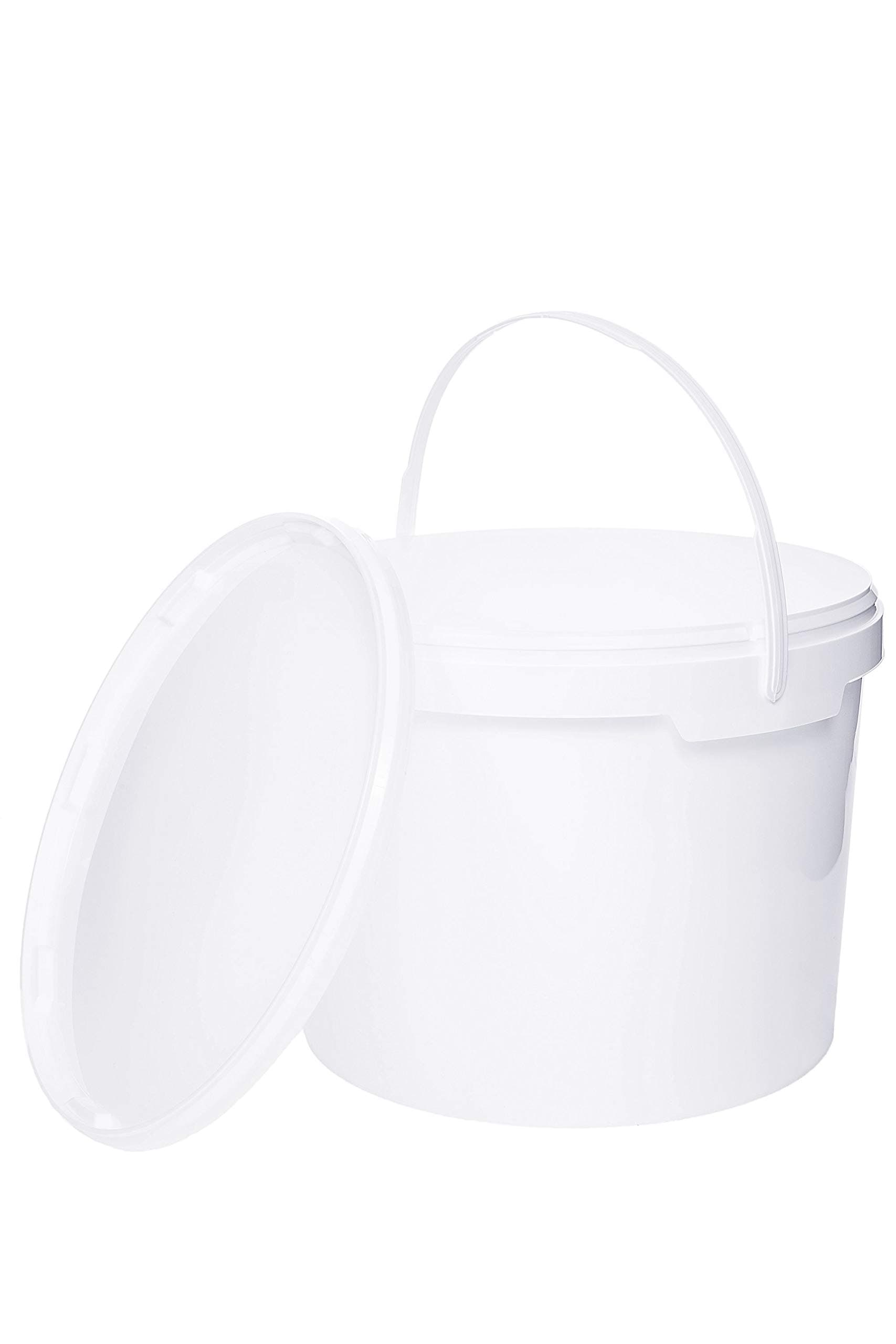 10 Litre Bucket with Lid, White, Stackable, Approved for Storing Food, Pack of 20
