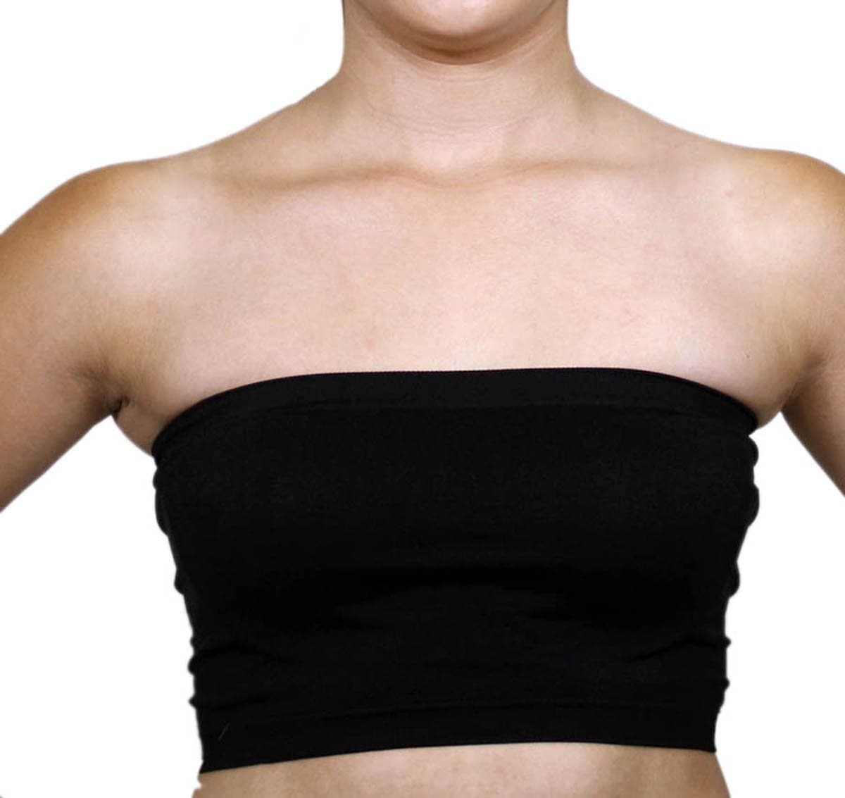 Women's Basic Stretch Layer Seamless Tube Bra Bandeau Top One Size Black