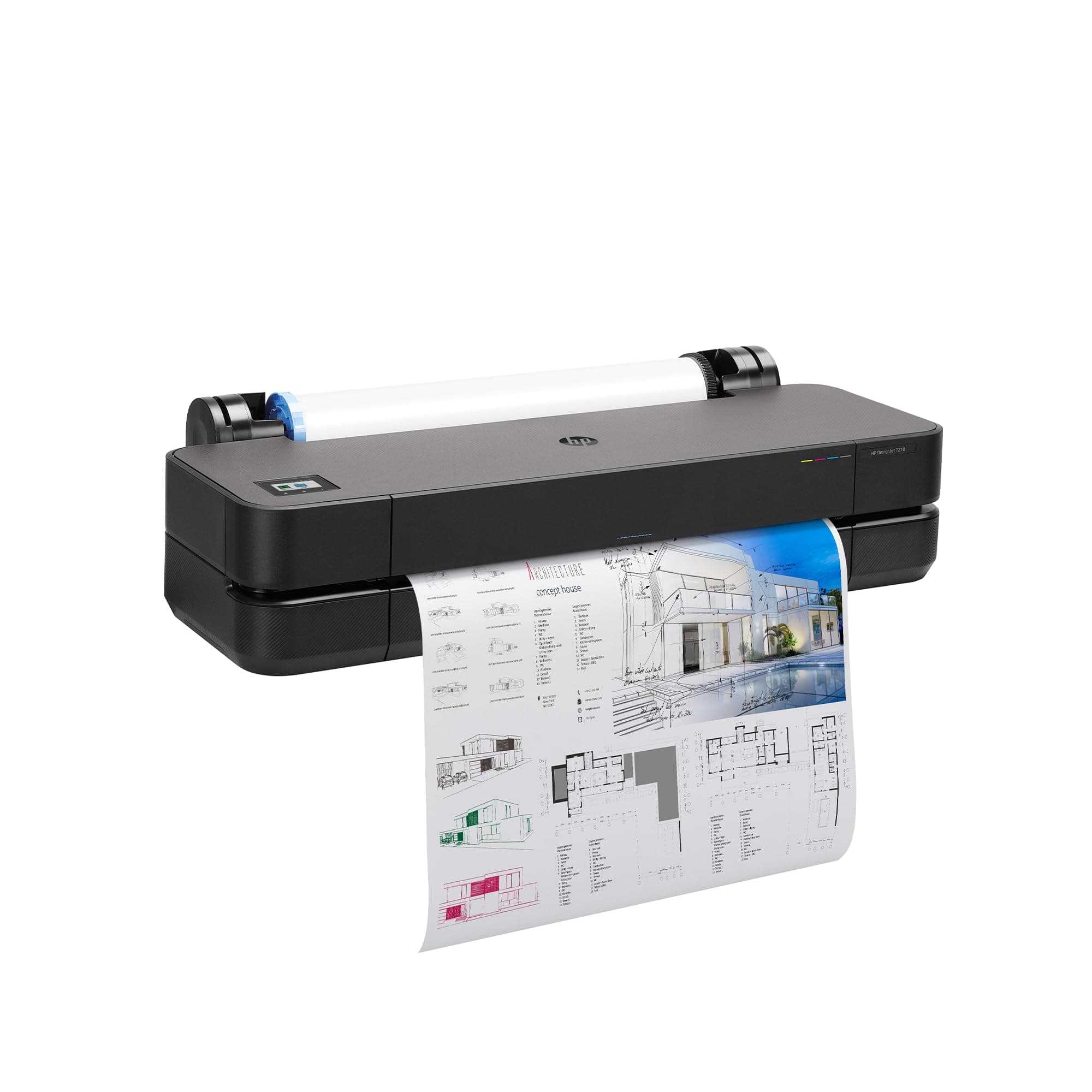 HP DesignJet T210 Large Format Wireless Color Plotter Printer - 24", with Modern Compact Design (8AG32D)