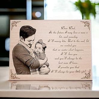Incredible Gifts India Father’s Day Customized Engraved Wooden Frame Daughter’s Letter for Dad (9x7 Inches, Beige), Tabletop