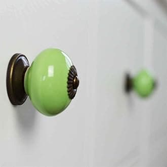 Nicola Spring Ceramic Cupboard Drawer Handle Knobs - Green - Pack of 12