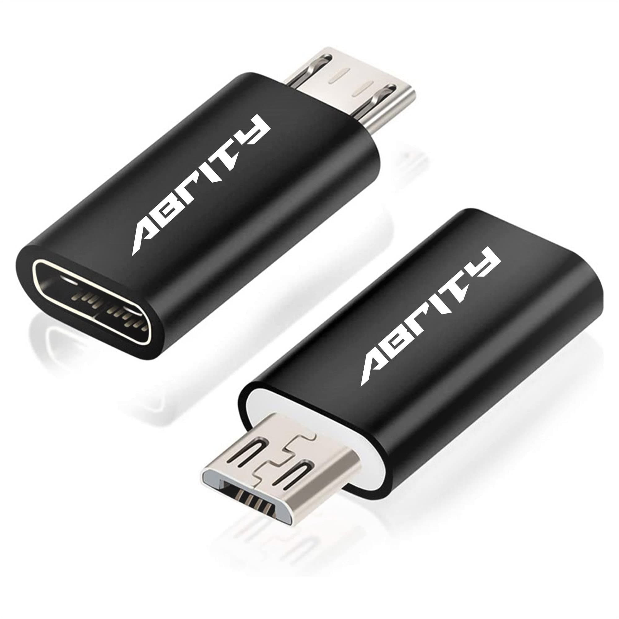 New USB C Female to Micro USB Male Adapter (2Pack), Micro USB Adaptor, Micro USB to USB C Adapter fast charger Power cable plug strip extender for Nexus Nokia LG Xbox PS Kindle Samsung Galaxy Devices