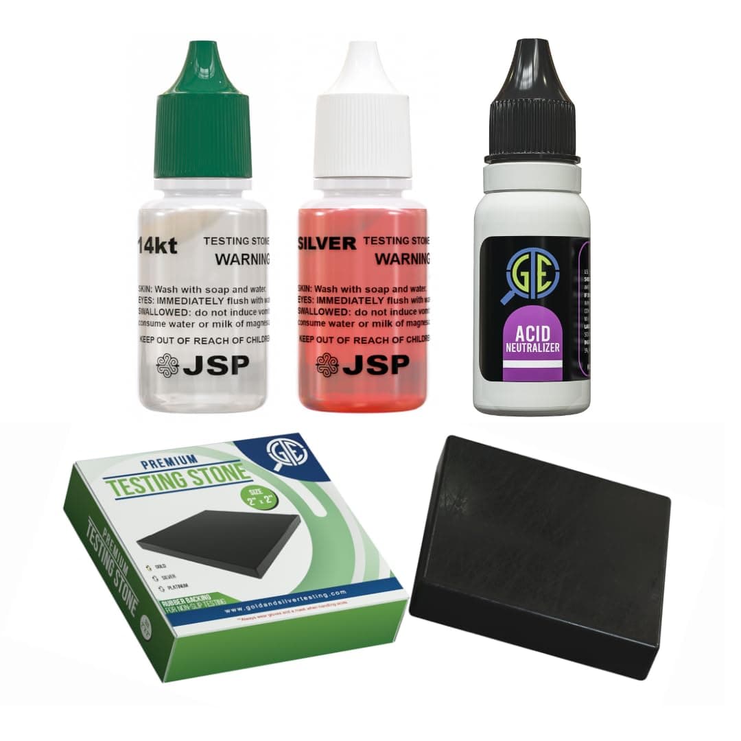Gemtone Professional 14K Gold and Silver Testing Kit Solutions with Testing Stone and Neutralizer