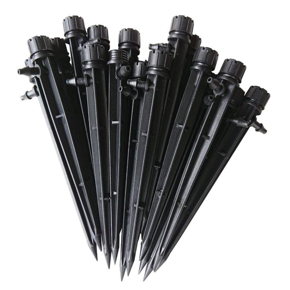 50pcs Adjustable Irrigation Drippers, Drip Emitters Perfect for 4/7mm Tube PE Pipe, Adjustable 360 Degree Water Flow Drip Irrigation System for Flower beds, Vegetable Gardens, Herbs Gardens.