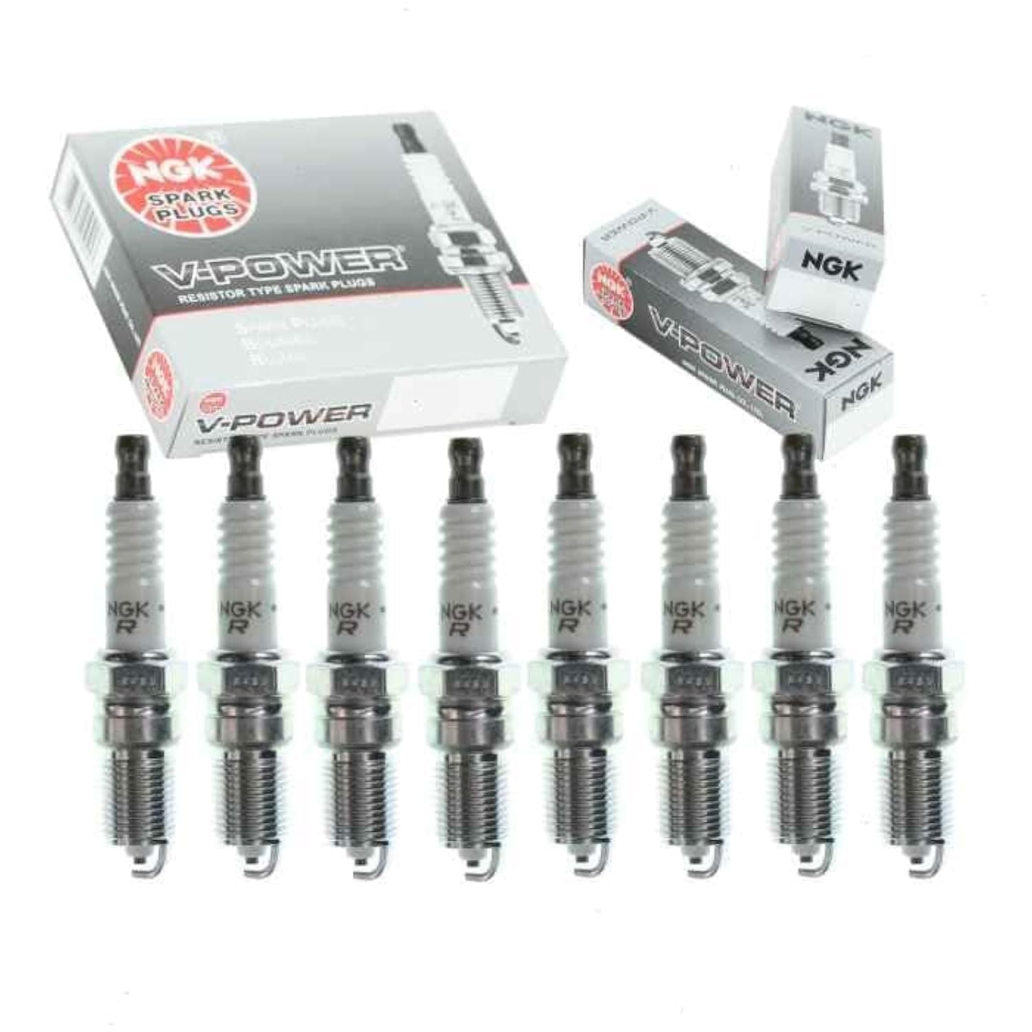 8 pc NGK V-Power Spark Plugs compatible with Ford Mustang 4.6L 5.4L 5.8L V8 2003-2014