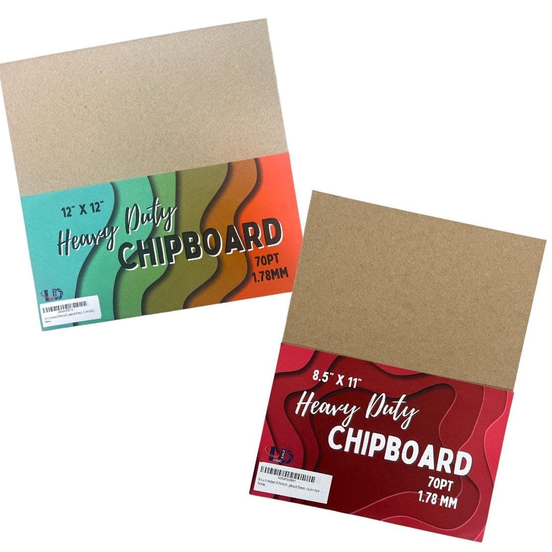 70 Point Kraft Heavy Duty Chipboard Sheets 8.5 x 11 Inches Plus 12 x 12 Inches - 15 Sheets Per Size (30 Sheets Total)