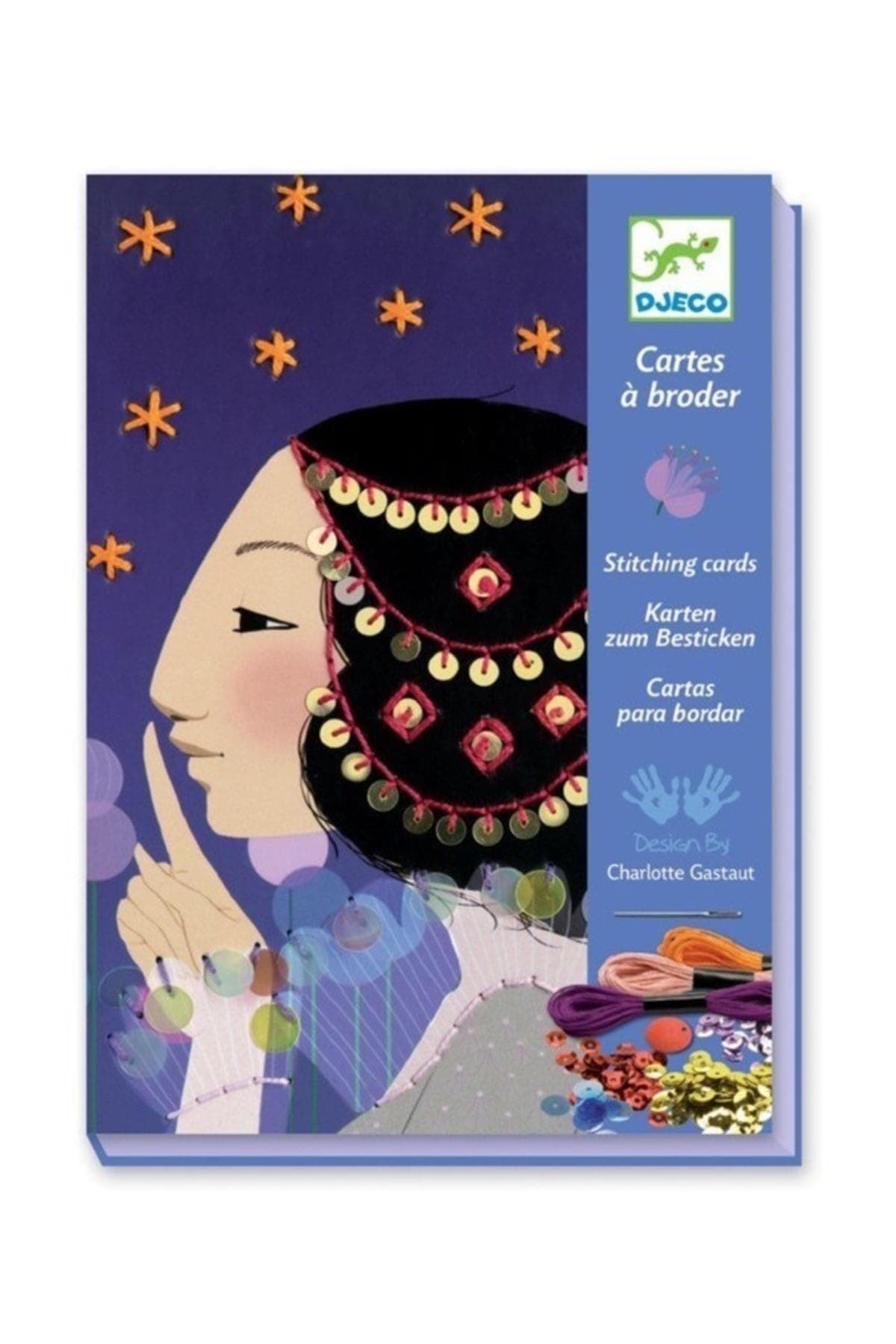 Workshops Stitching Cards 1001 Nights Kit, Card Decorating Kit with Thread and Sequins