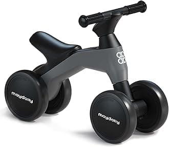 Maydolly Baby Balance Bike, Toddler Balance Bike for 1 Year Old Boys Girls, 4 Wheels Toddler Bike, First Birthday Gifts for 10-36 Month (Grey)
