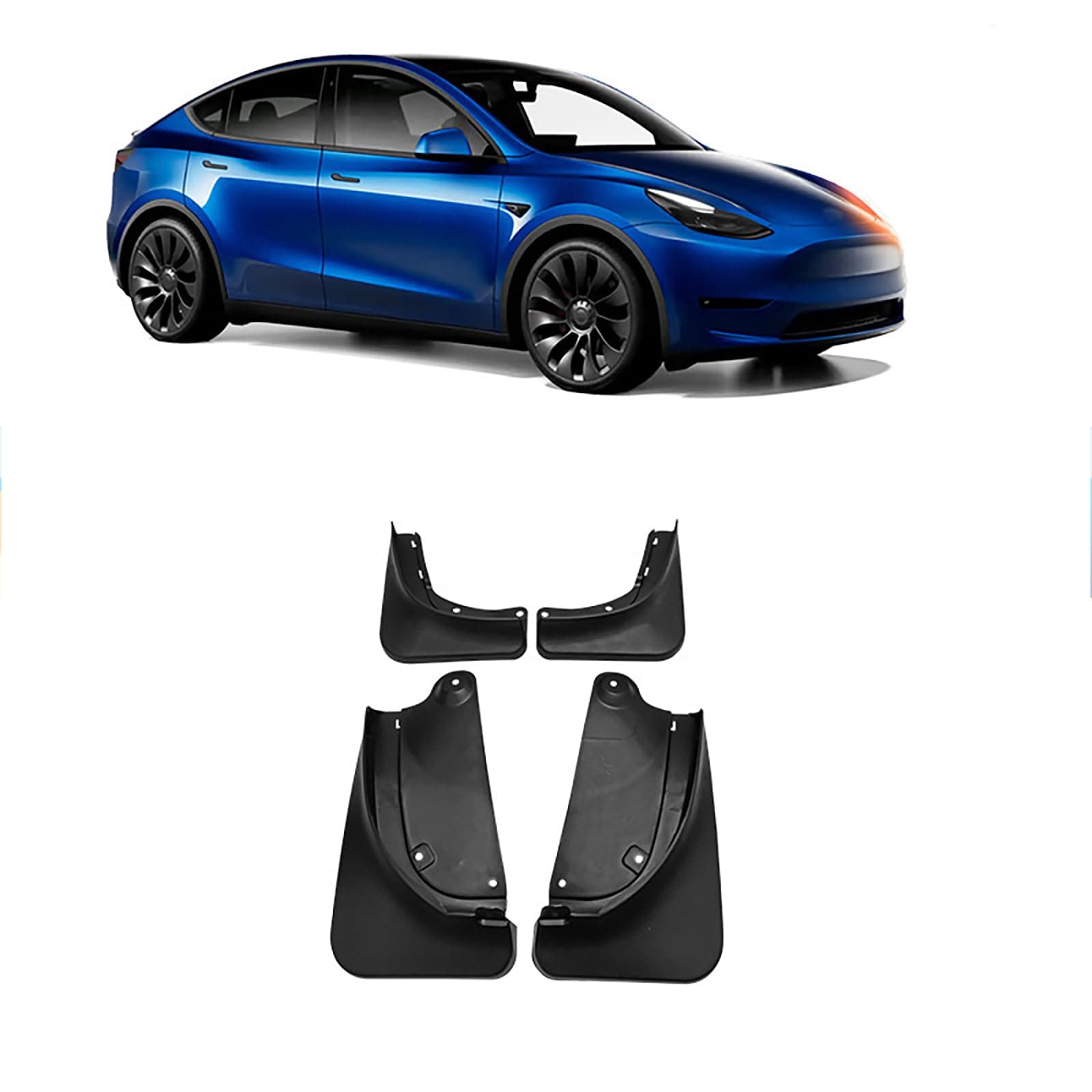 4Pcs Front Rear Fender, Compatible with Tesla MODEL Y 2020-2024, Car Wheel Mud Flaps Guard Splash Set Mudguards Replacement Parts