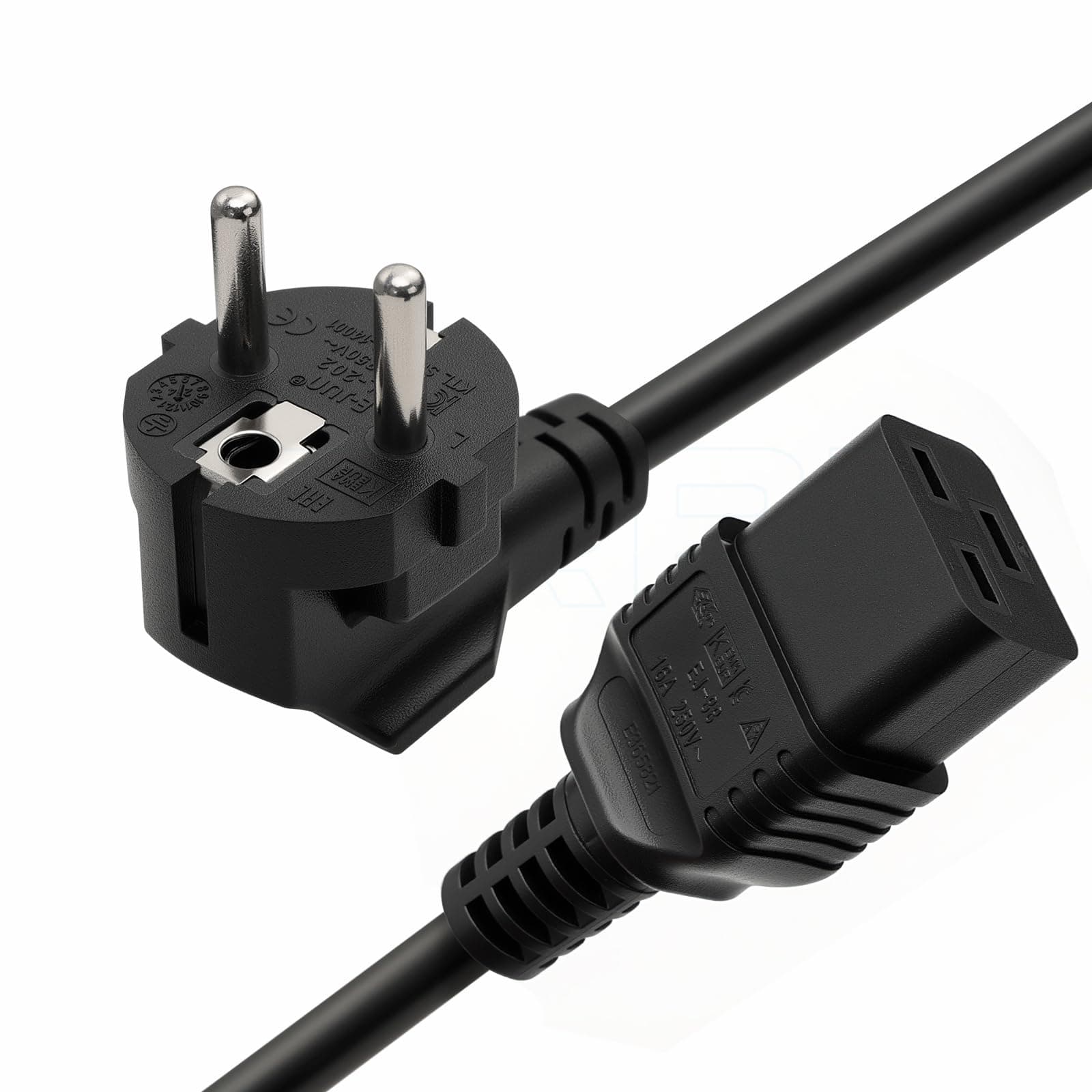DRRI Europe Schuko Plug CEE 7-7 Plug 16A 250V to IEC 60320 C19 Power Cord for Servers | PDU| PC Computers| Monitors