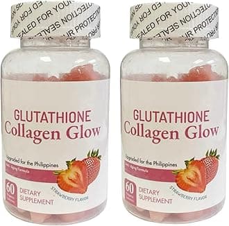 N Glow Glutathione Collagen Glow, 60 Organic Chewable Gummies (Strawberry (2 Bottles)
