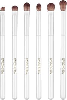 Eye Makeup Brush Set, 6 Pcs Professional Blending Eyeshadow Makeup Brushes for Concealer Eyebrows Eyeliner, Soft Hairs & Wood Handle… (white 6pcs)