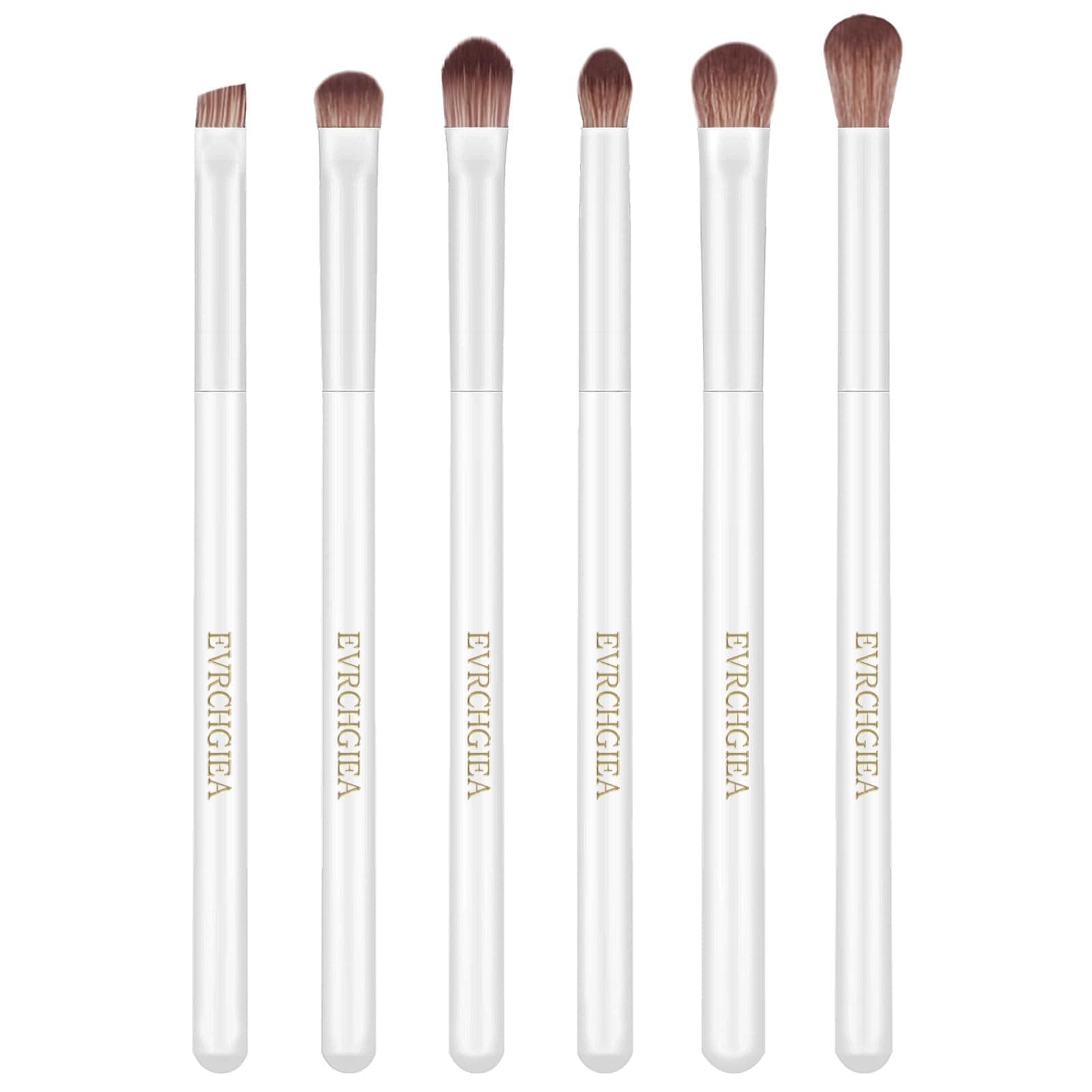 Eye Makeup Brush Set, 6 Pcs Professional Blending Eyeshadow Makeup Brushes for Concealer Eyebrows Eyeliner, Soft Hairs & Wood Handle… (white 6pcs)