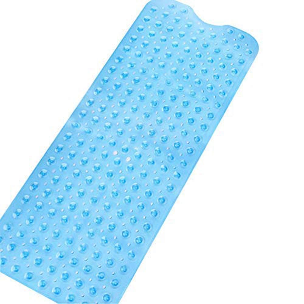 UNUBER Bath mat Extra Long Non-slip Environmental TPR Rubber Bath Mat Shower Tub Mat with Suction Cup,100*40CM, Powerful Suction Cup Gripping, Non-Toxic (blue)