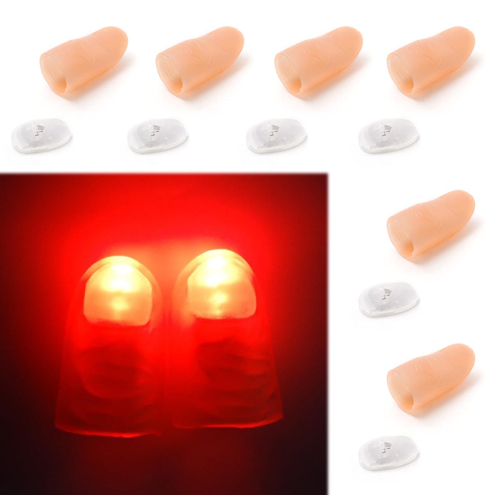 Magic Thumb Lights (6-Pack) - Thumb Lights for Parties, Stage Shows, and Magic Tricks, Colorful Flashing LED Finger Lights, Fun Prank Toys for Halloween, Bar Performances, and Event Entertainment