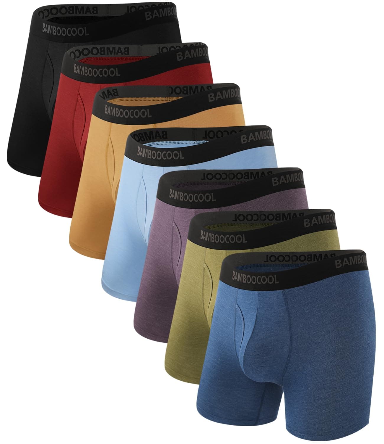 BAMBOO COOL Mens Boxer Briefs 3D-Pouch Soft Breathable Multiple Colors Underwear for Men 7 Pack