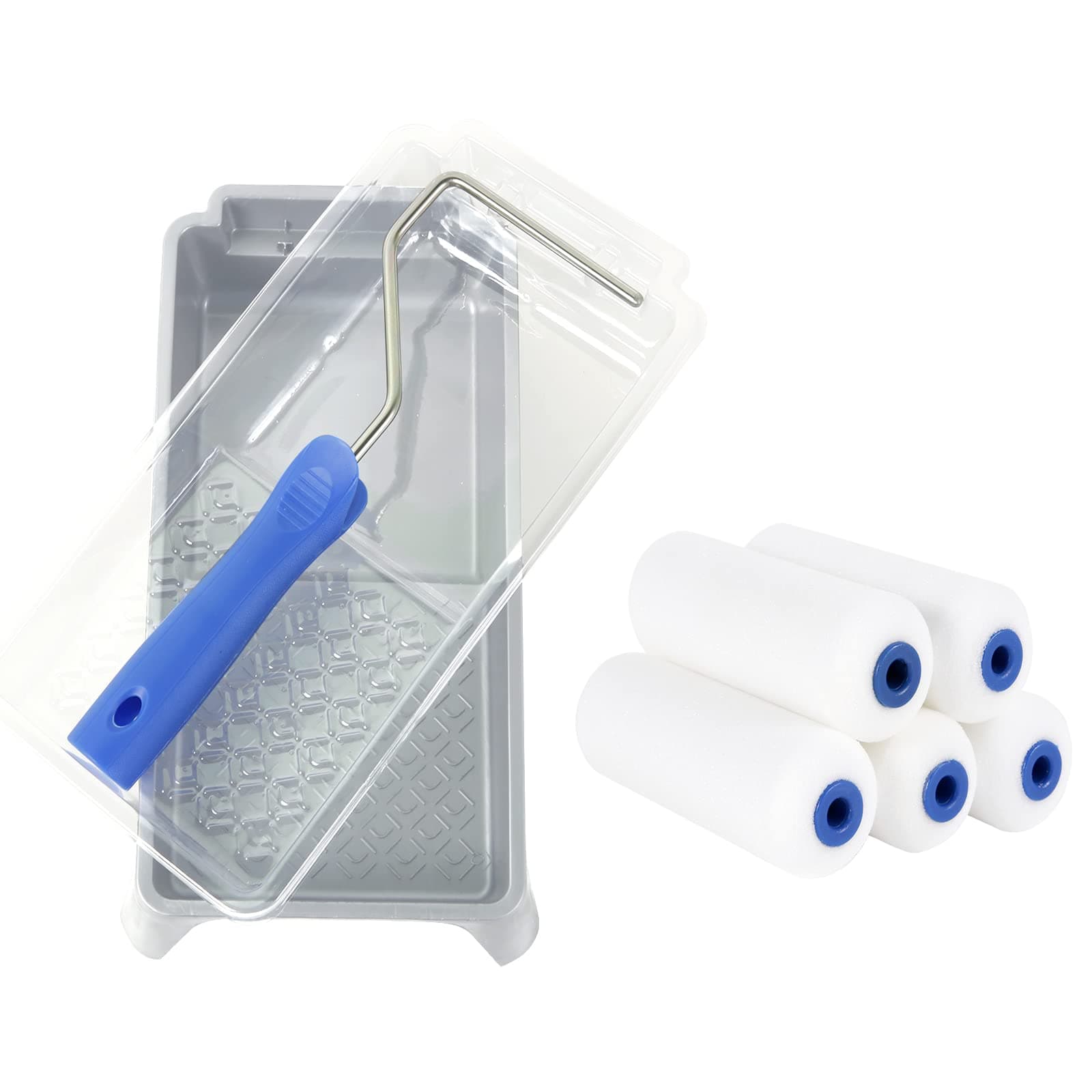 Mister Rui Foam Paint Roller Set, 4" Paint Roller Set, High Density Foam Paint Roller for Flat Surfaces and Brings Smooth Finishes, for Painting and Renovating of House and Furniture