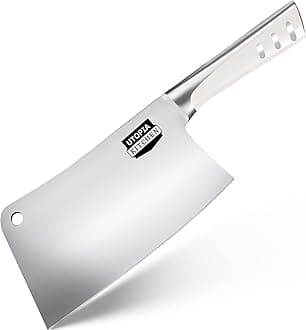 Utopia Kitchen 7 Inch Cleaver Kitchen Knife Chopper Butcher Knife Stainless Steel for Home Kitchen and Restaurant (White)