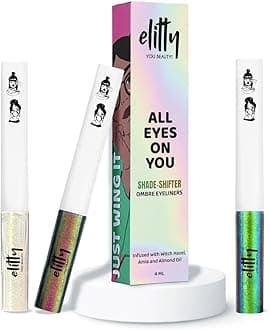 Elitty Milkyway Ombre Waterproof Liquid Eyeliner Combo (Pack of 3) | Holographic Shades (Green-Blue,Pink-Copper,Golden-Green) | Lasts Upto 12 Hrs | 4 ML Each