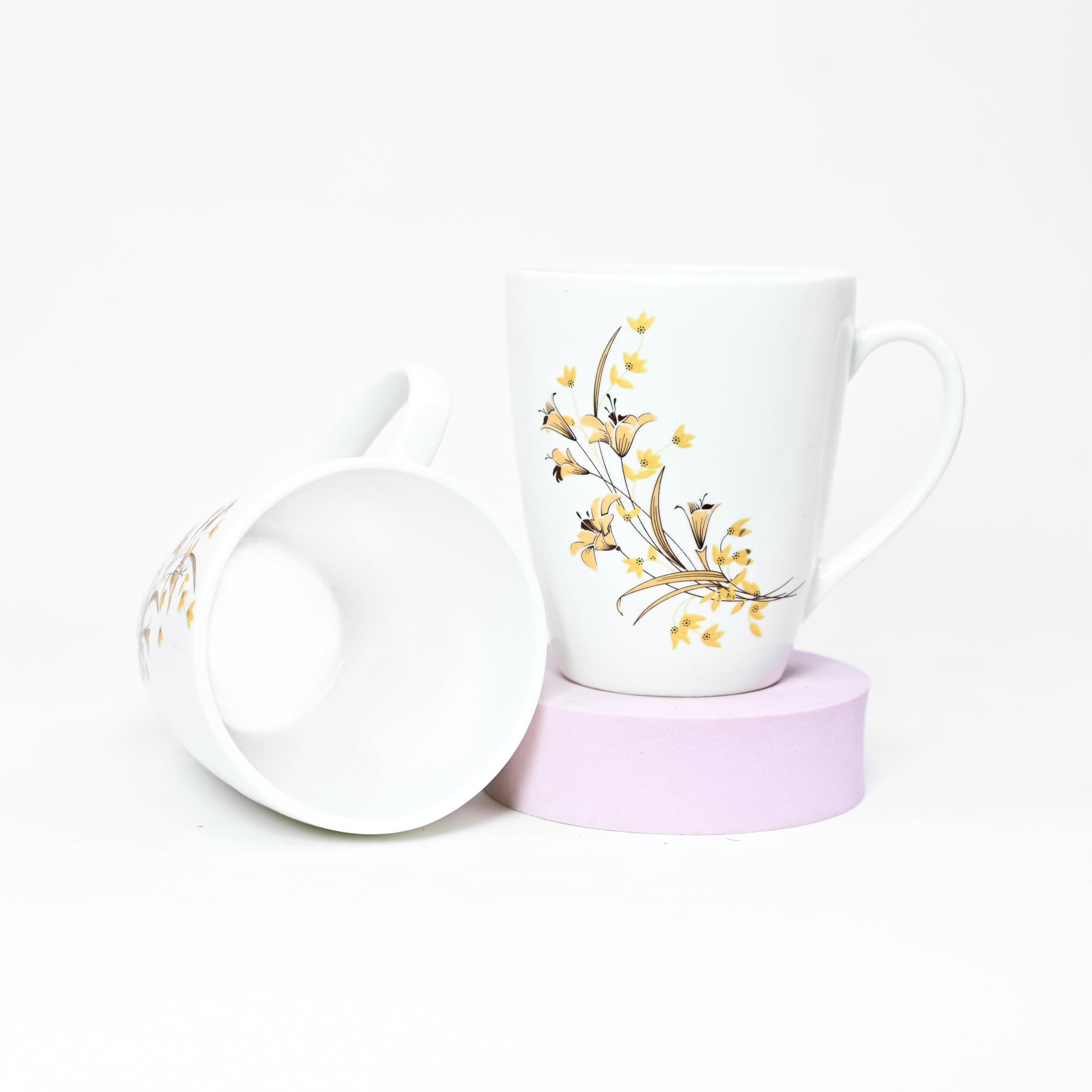 U.P.C. Milk Mug Big Size Cup (320 Ml Capacity) Made Of Fine Bone China, Light, Translucent Tableware/Kitchenware/Homeware Set Of 2 Cups, White