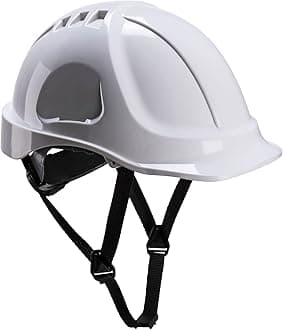 PS54 Endurance Plus Safety Hard Hat Unvented Helmet ABS Shell Electrical Insulation 6-Point Suspension Adjustable Fit Chin Strap Lateral Deformation CE Certified, White