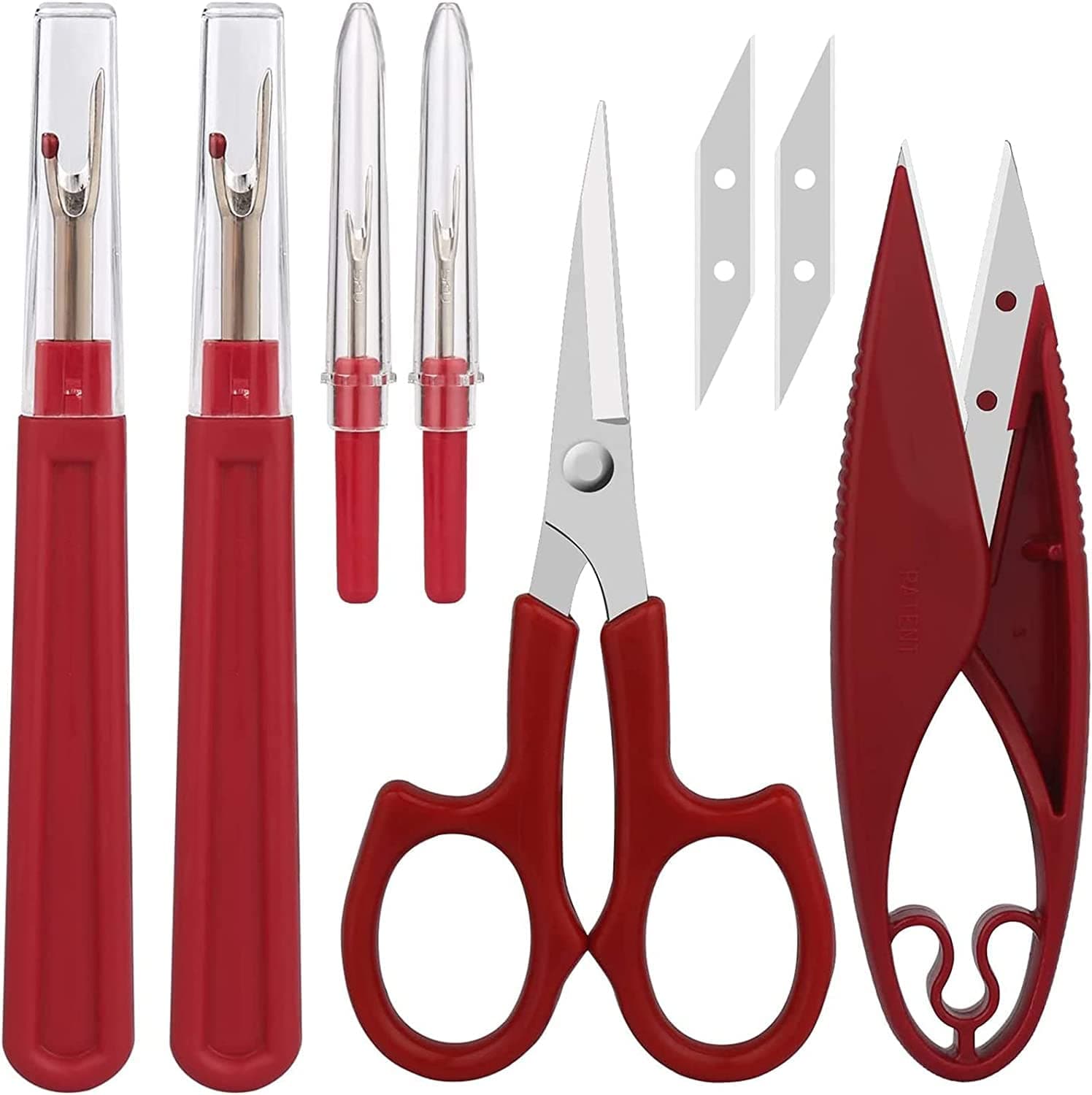 Sewing Tool Set, 2 Sizes Seam Ripper, Thread Cutter, 5" Scissor, Stainless Steel, 3-Piece Set