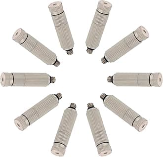 High Pressure Brass Nickel Plated Misting Nozzle for Outdoor Cooling Mist System, 0.1mm Ceramics Orifice, Anti-Drip Cleanable, 10pcs