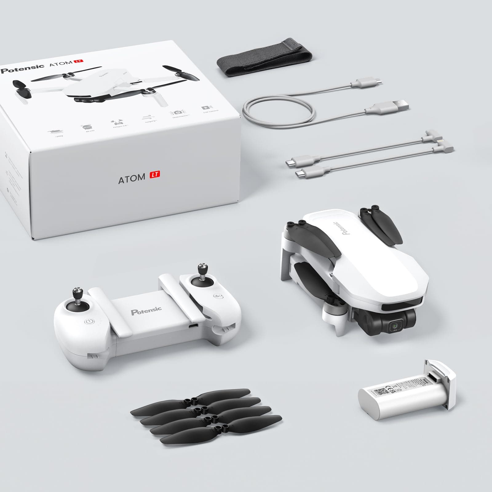 Potensic ATOM LT GPS Drone Under 249g, 2 Batteries 80 Mins, EIS 2.5K Camera, 4KM FPV Transmission, Brushless Motor, Auto Return, SurgeFly, Entry Level Foldable Drone for Adults Beginner, Expansion Kit