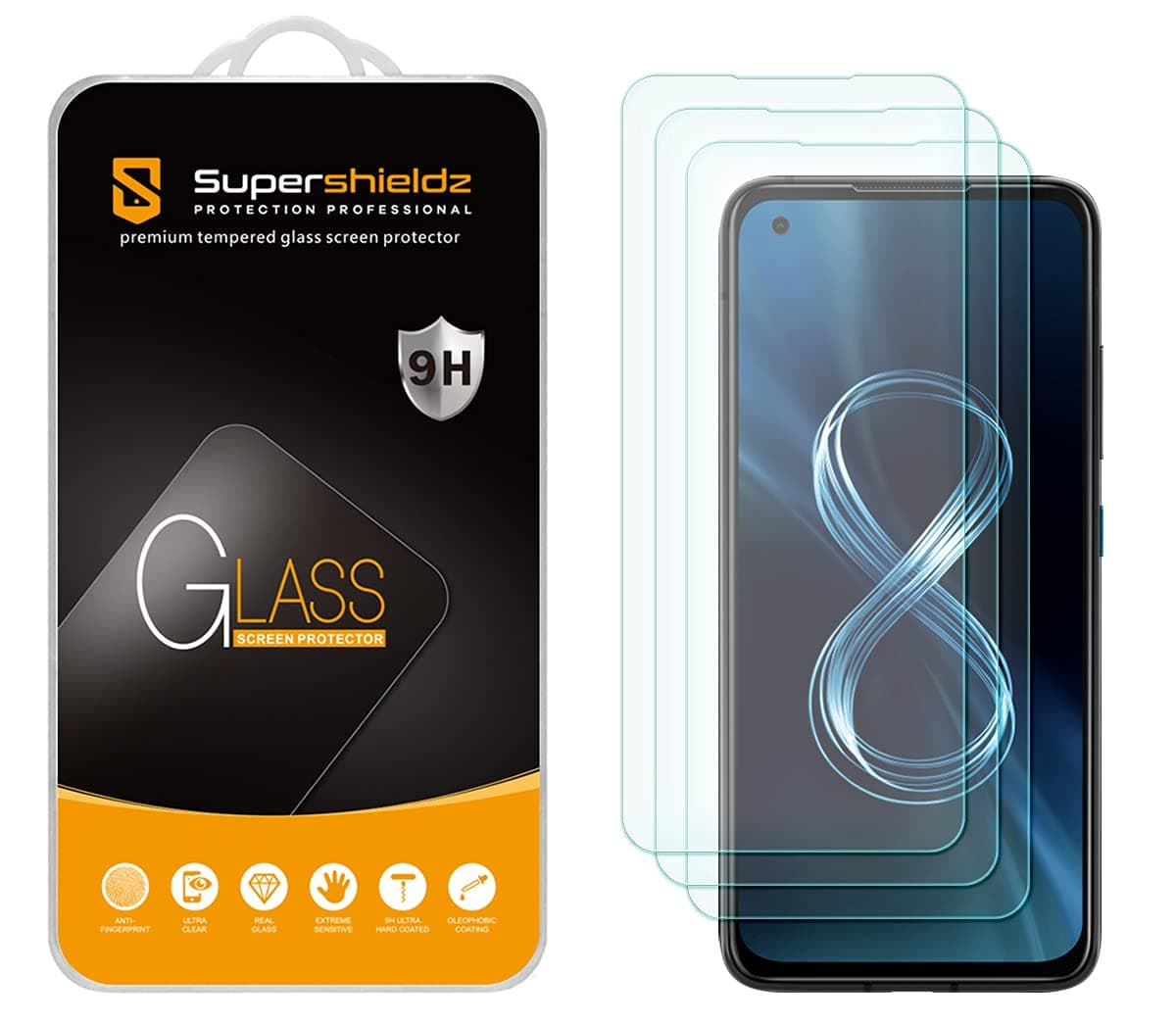Supershieldz (3 Pack) Designed for Asus Zenfone 8 (5.9 inch) Tempered Glass Screen Protector, 0.33mm, Anti Scratch, Bubble Free