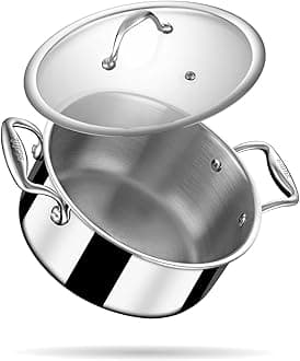 Stahl Artisan Triply Stainless Steel Sauce Pot/Casserole with lid, Induction pot, Briyani Pot/Handi, 5.1 L, 24 cm