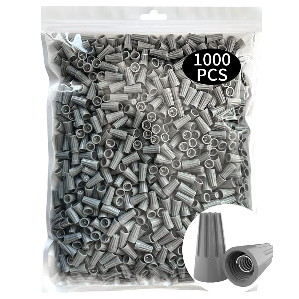 1000 Pcs Electrical Wire Connectors Screw Terminals, Grey Wire Caps Spring Insert Twist Nuts Connection Terminal