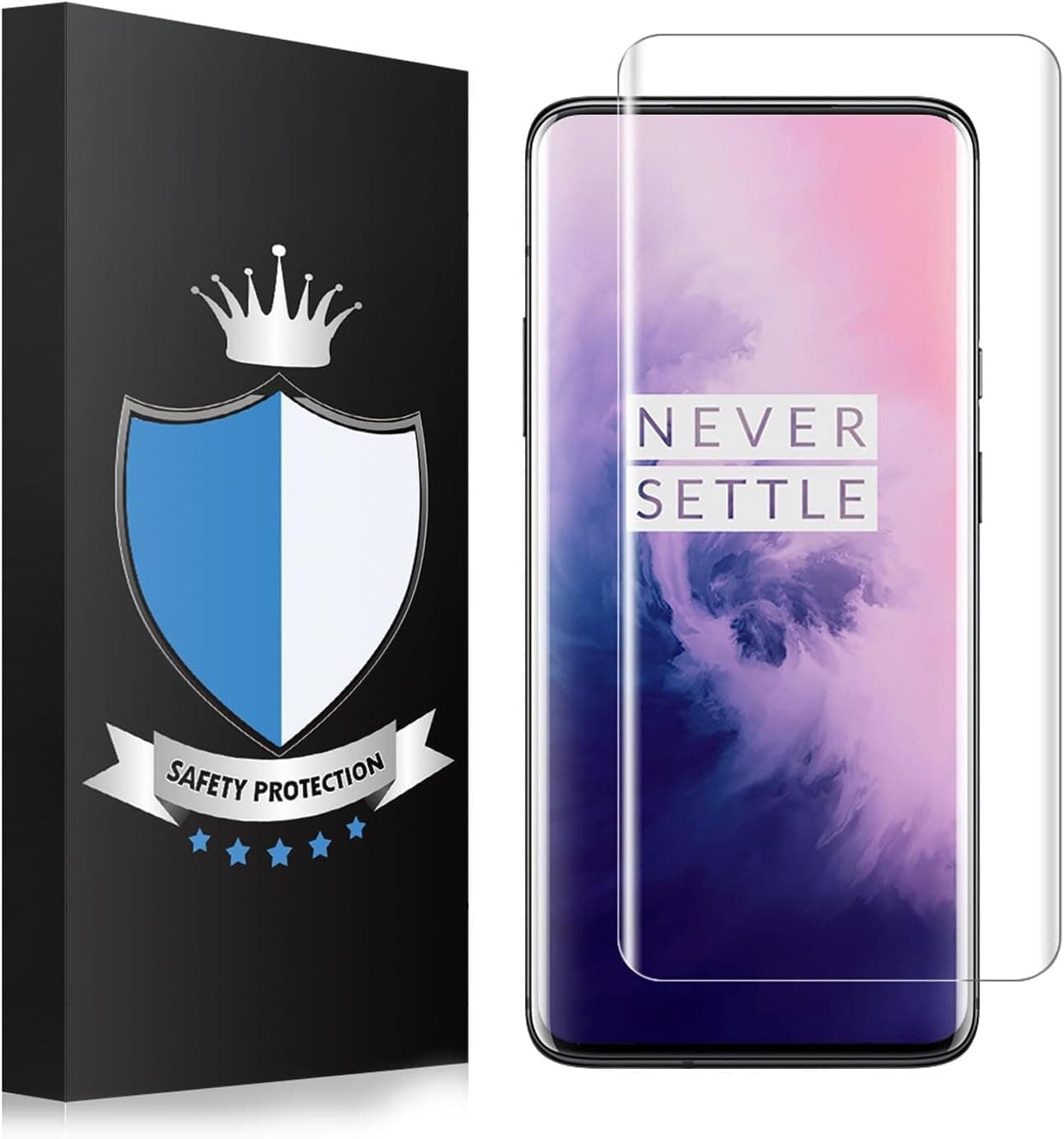 Oneplus 7 Pro Tempered Glass Screen Protector,Fingerprint Scaner 3D Liquid Transparent Clear Full Curved Edge Case Friendly Anti-Scratch Coverage For Oneplus 7 Pro 2019- Geardeck