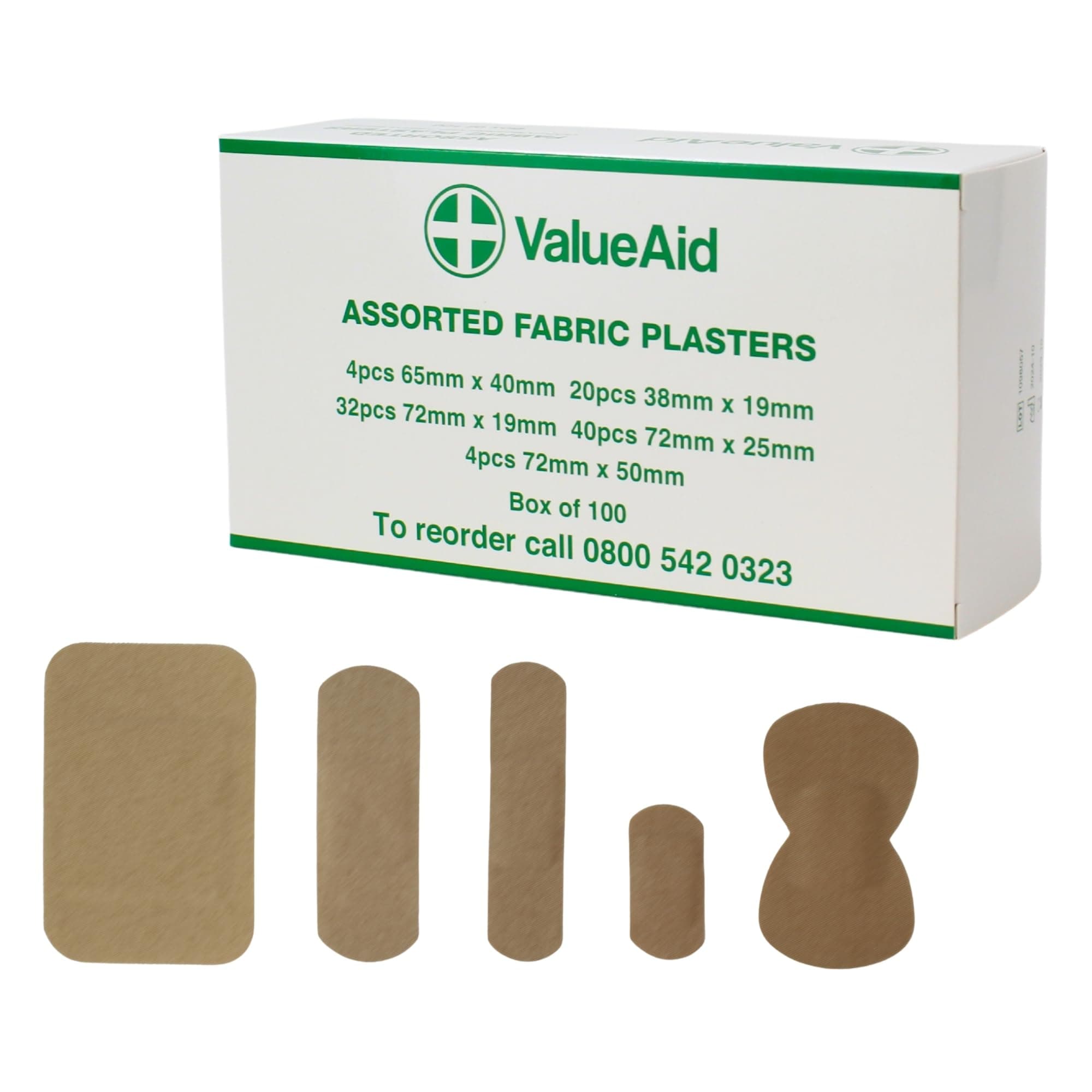 Value Aid Assorted Fabric Plasters - Box of 100