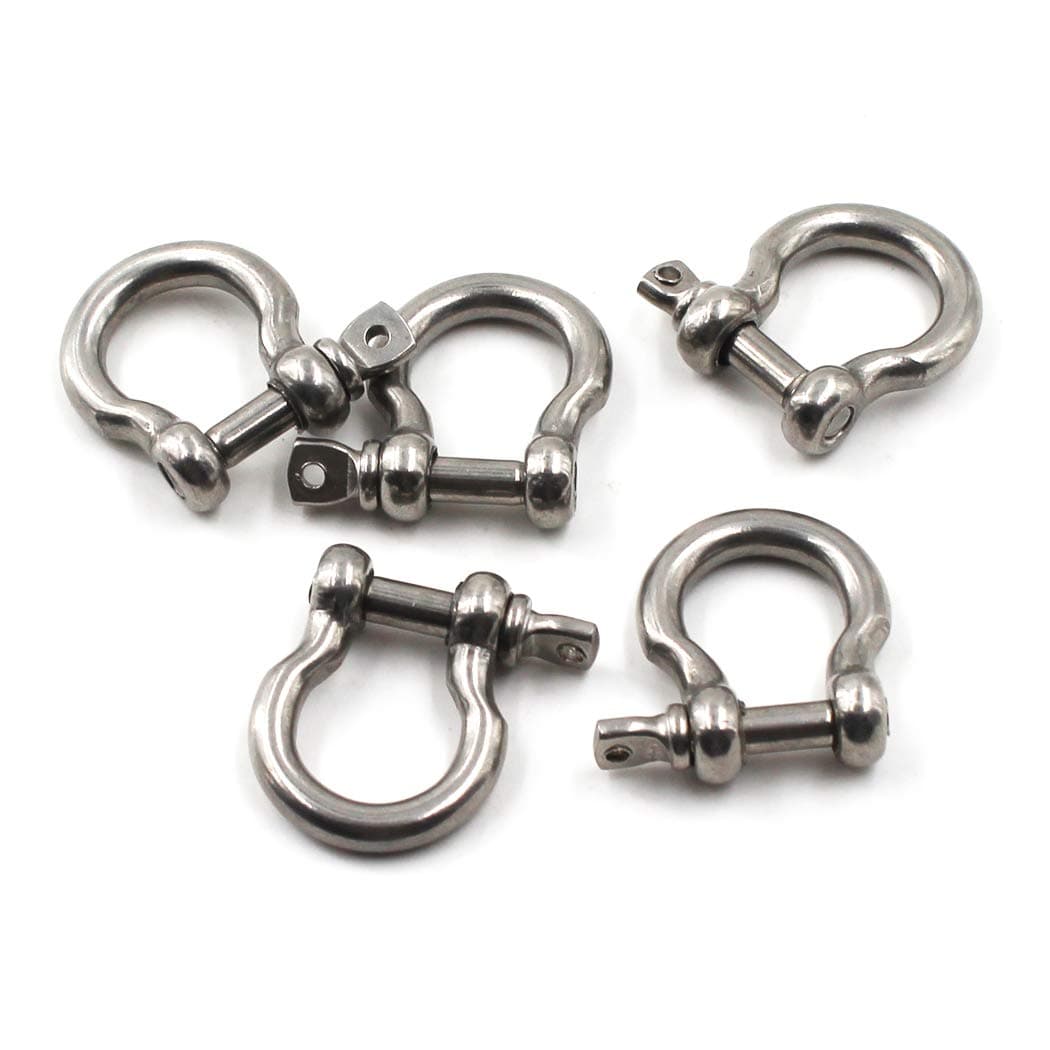 M8 D Ring Bow Shackles Heavy Duty With Pin For Bow Rigging,Anchor,Towing,Off Road Recovery-304 Stainless Steel 5PCS