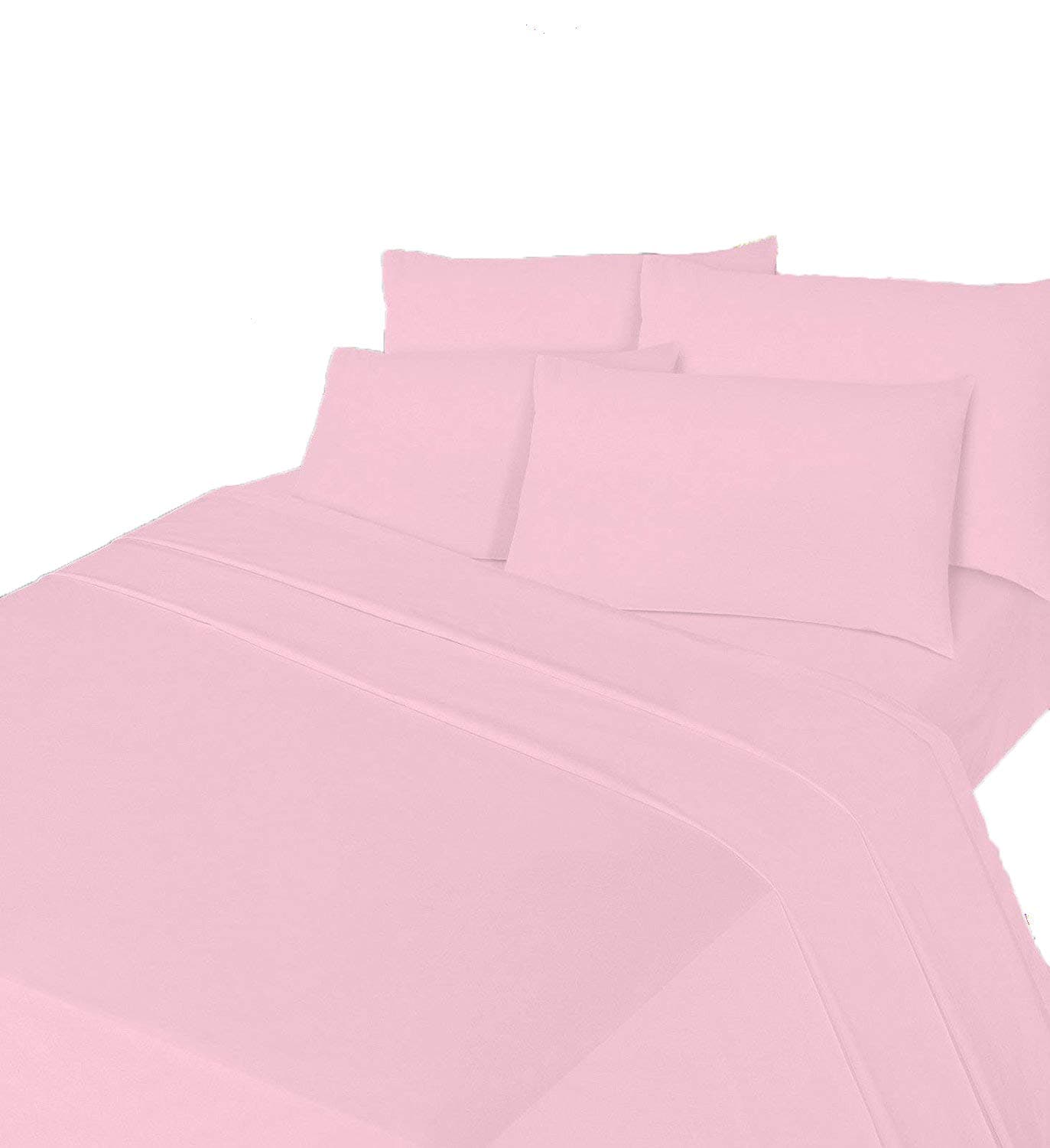 100% Brushed Cotton Flannelette Sheet Set (Fitted Sheet, Flat Sheet & Pillow Case), King - Pink