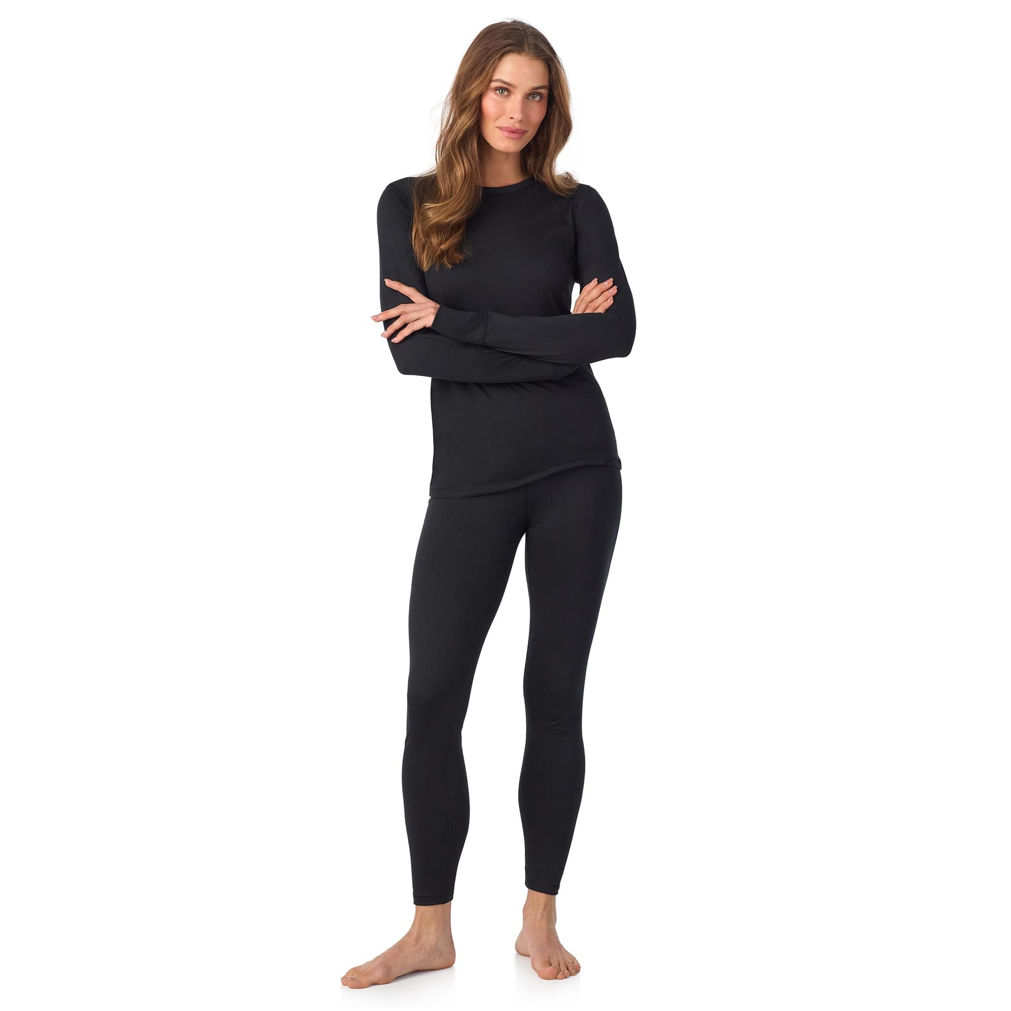 Womens Heavyweight Cold Weather Fleece Lined Thermal Set – Long Sleeve Top & Leggings - Winter Lounge Sets