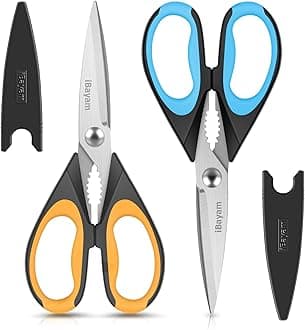 Kitchen Shears, Heavy Duty Kitchen Scissors, 2-Pack 9 Inch Dishwasher Safe Food Scissors, Multipurpose Stainless Steel Sharp Cooking Scissors for Chicken, Poultry, Fish, Meat, Herbs