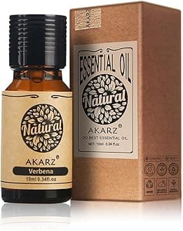 AKARZ Verbena Essential Oil Natural Organic Pure Verbena Oil for Skin Body Hair Care,Diffuser, Candle,Soap,Making, DIY,Massage Aroma 0.34 Fl Oz (10ml)