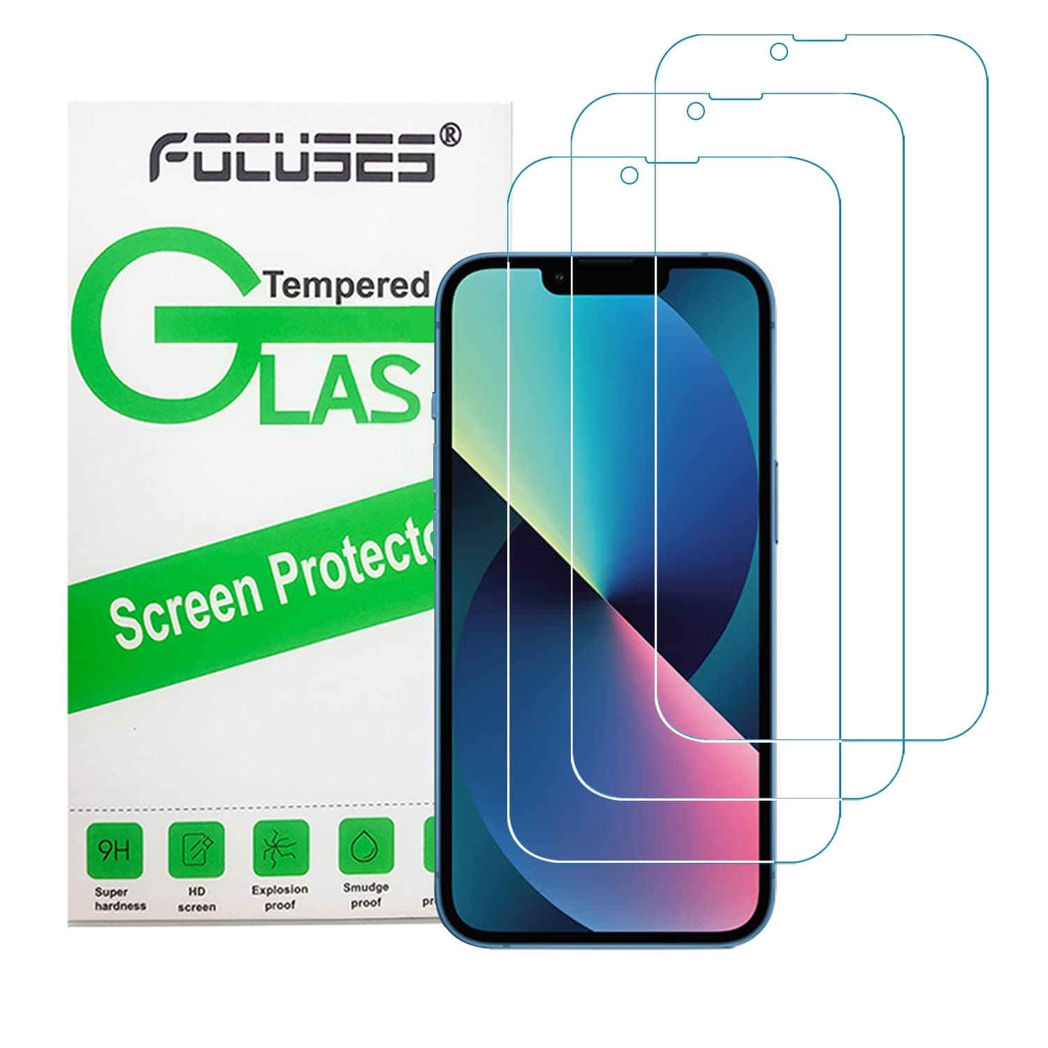Anti Blue Light Screen Protector for iPhone 16e iPhone 14 iPhone 13 iPhone13pro [3 Pack] 6.1" 9H+ Anti Blue Light Tempered Glass, Anti-Scratch, Case Friendly