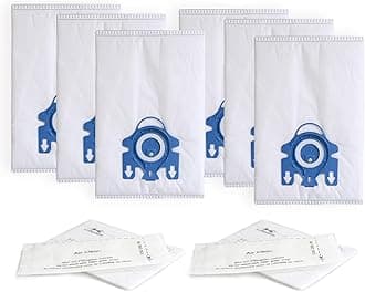 Replacement Airclean GN 3D Bags Compatible with Miele Classic C1, Complete C1, Complete C2, Complete C3, S227/S240, S270,S400,S2,S5,S8 Series Canister Vacuum Cleaner (6 Pack Dust Bags + 2 Set Filters